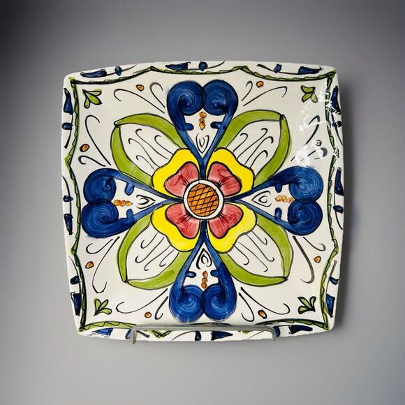 Vintage International Silver Serving Plate Platter Hand Painted Silverplated - Picture 1 of 12